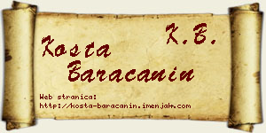 Kosta Baračanin vizit kartica